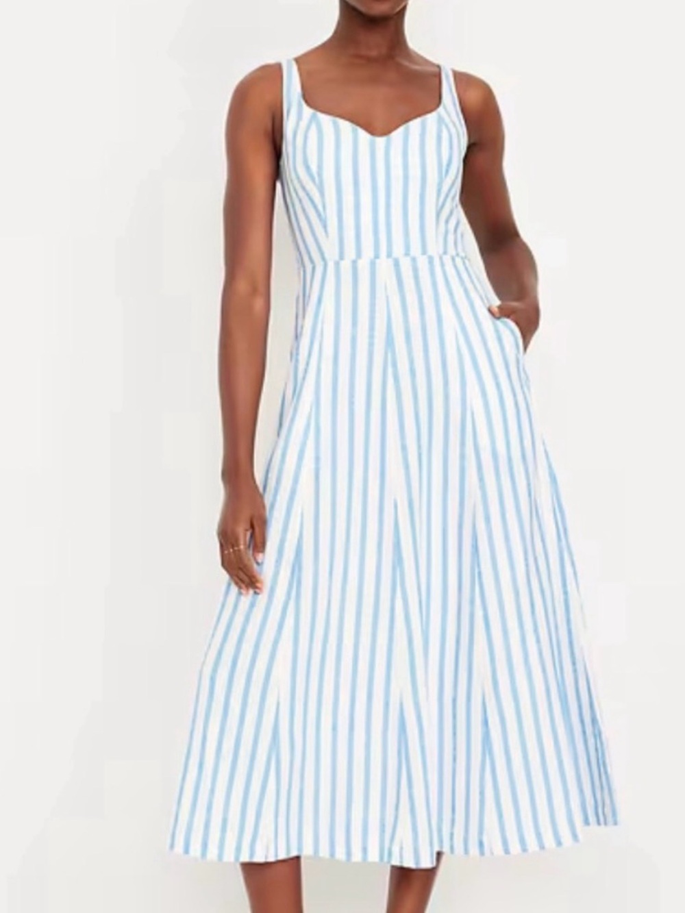 Old Navy Blue and White Striped Midi Dress